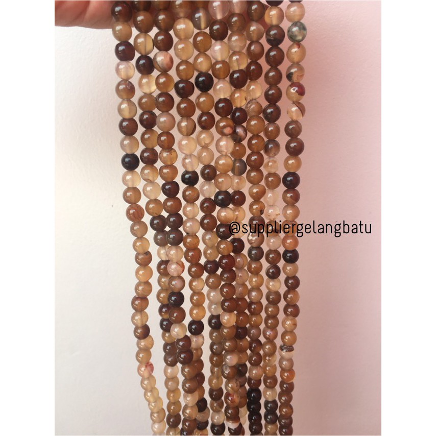 Bead Carnelian Brown Natural Stone Batu Perhiasan Fashion 8mm Coklat Bacan Renteng Natural Akik alam