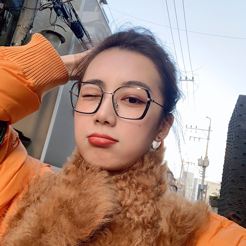 （YUZHU）COD INS Fashion Style Oversized Clear Frame Kacamata Kacamata Anti Radiasi