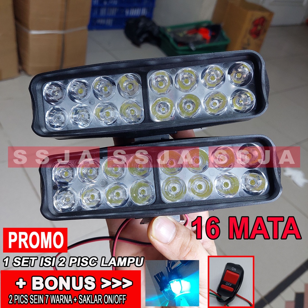 SUPER PROMO-SEPASANG LAMPU TEMBAK MOTOR/LAMPU SOROT MOTOR/LAMPU LED 16 15 12 9 MATA