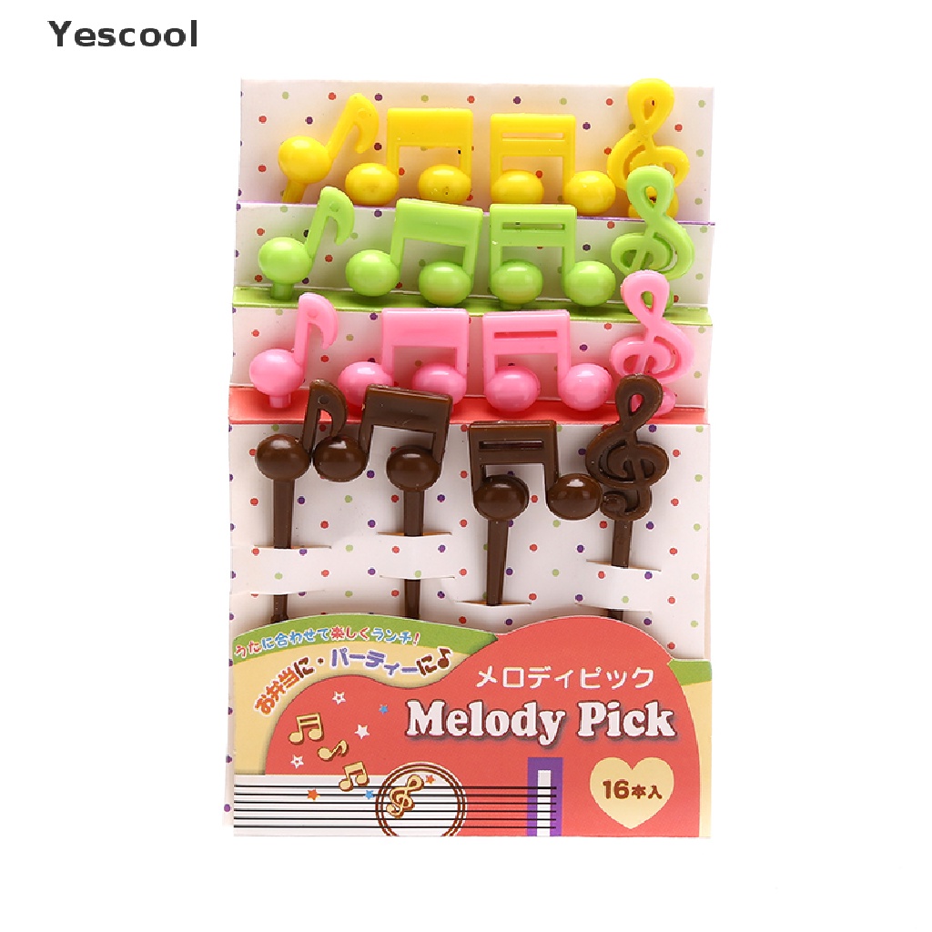 16pcs / set Garpu Buah / Snack Mini Bentuk Kartun Not Musik Untuk Anak