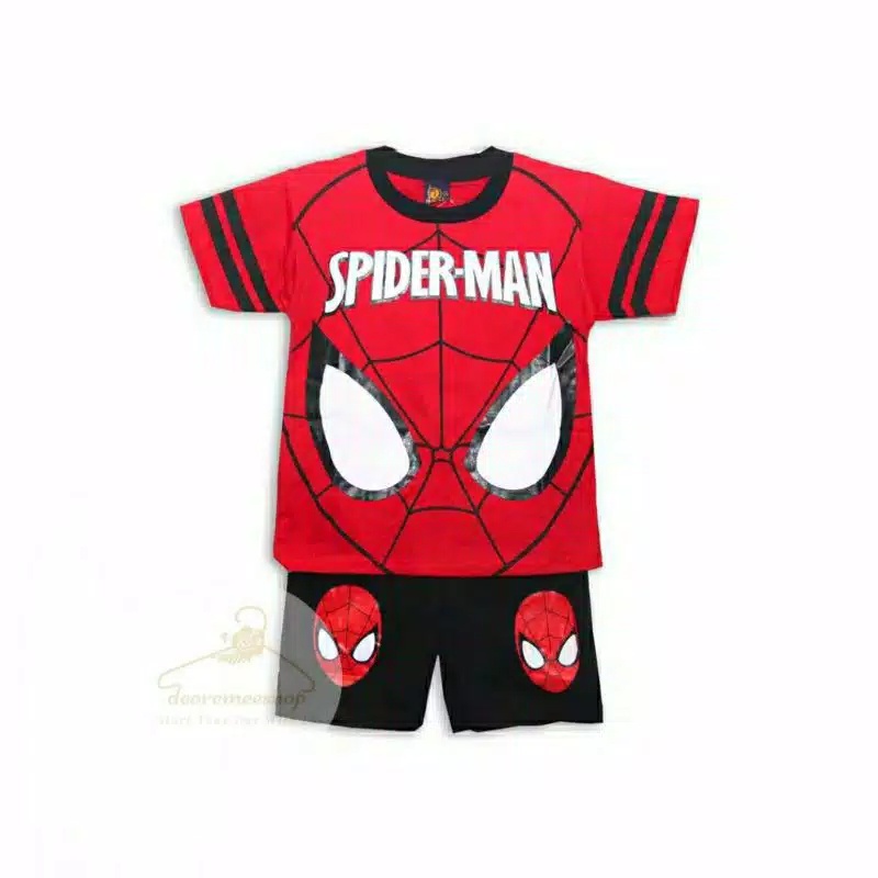 Setelan anak spiderman merah murah / BAJU ANAK SPIDERMAN LENGAN PENDEK MATA