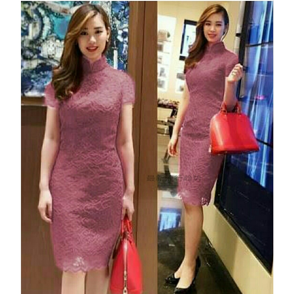 Mini Dress  brokat - NITHA PINK DUSTY