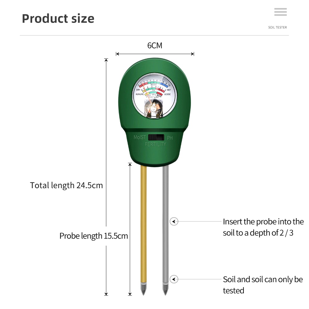 Npk TANAH 3IN1 SOIL FERTILITY METER, KELEMBAPAN TANAH &amp; SOIL PH ALAT CEK KESUBURAN TANAH 3 FUNGSI DALAM 1 ALAT