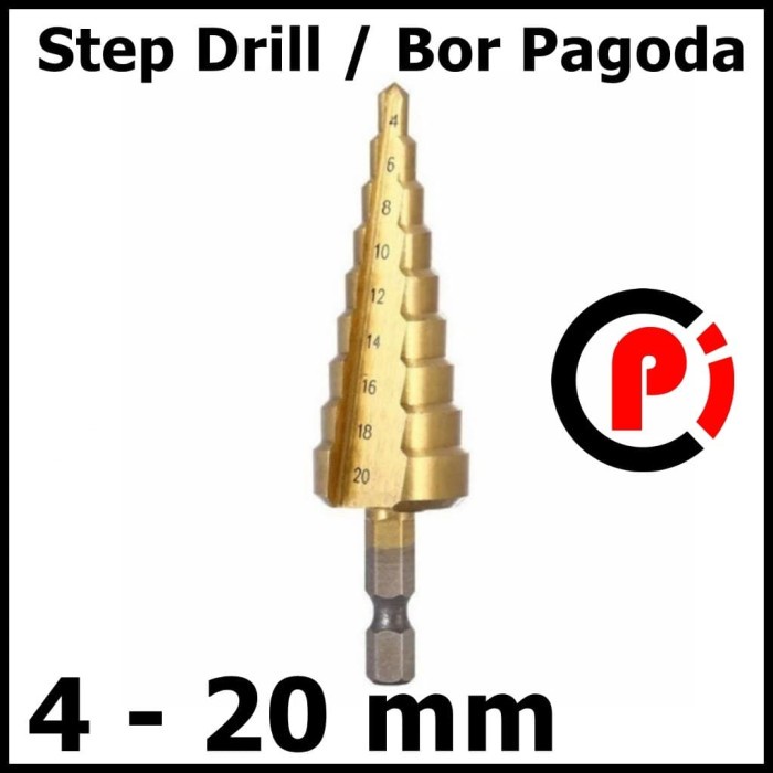 Mata Bor Step Drill Pagoda 9 Step 4 - 20 mm Countersink Drill Titanium