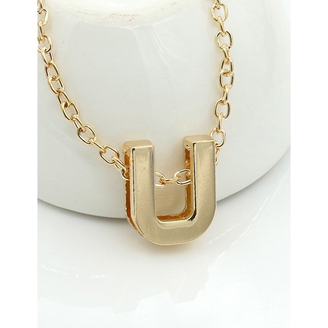 LRC Kalung Fashion Gold Color Letter S-Z Shape Decorated Necklace