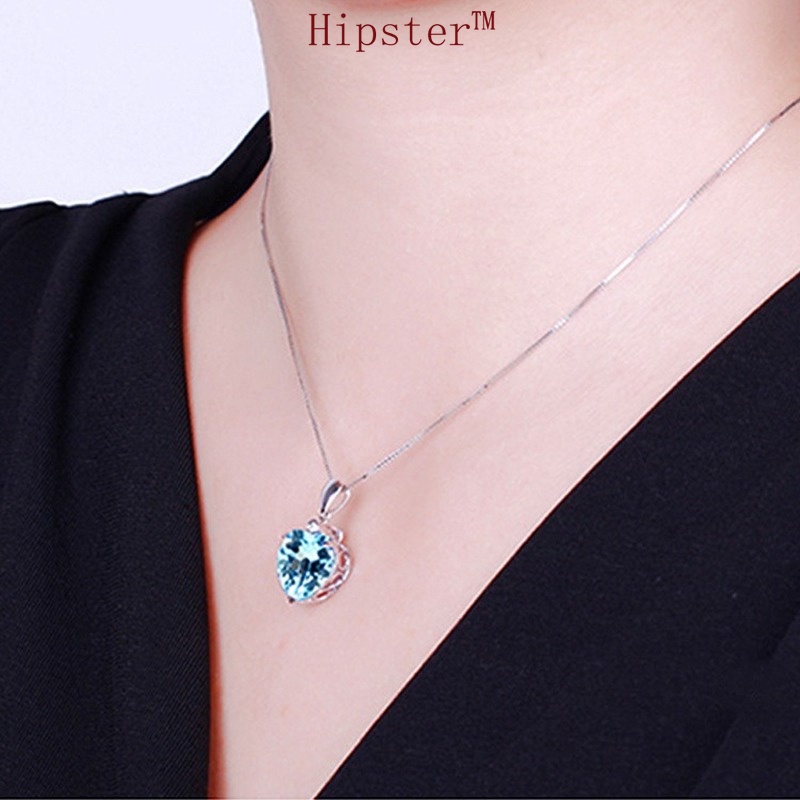 Fashion New Moissanite Heart of the Ocean Pendant Clavicle Chain