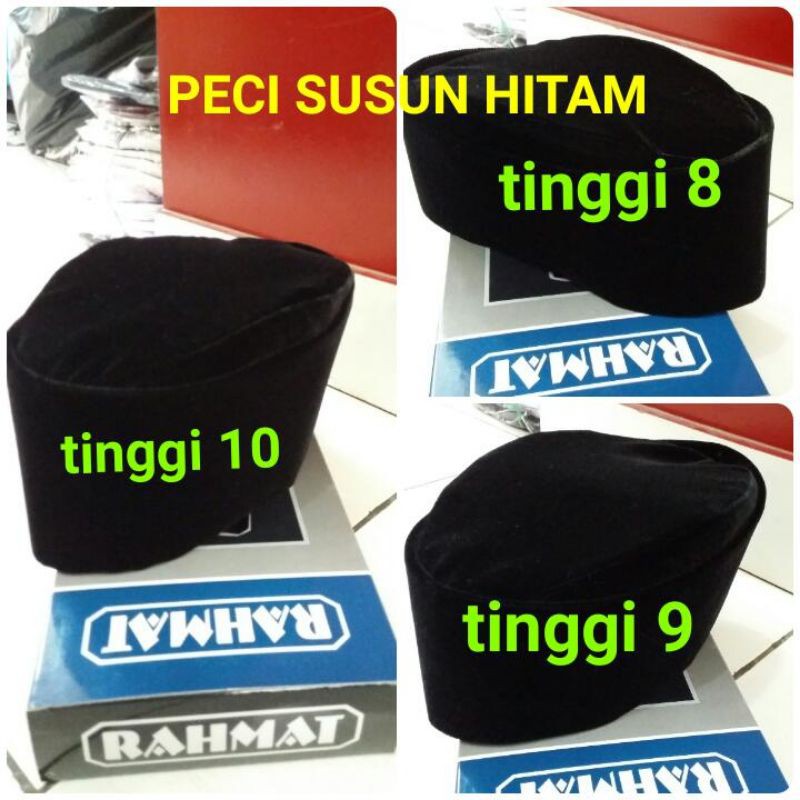 PECI HITAM SONGKOK POLOS SUSUN TINGGI 8