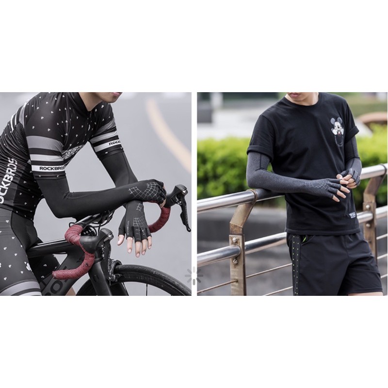 ROCKBROS S205 Grey S Arm Sleeve Manset Tangan Anti UV Running Cycling Outdoor - S205GRS - Small