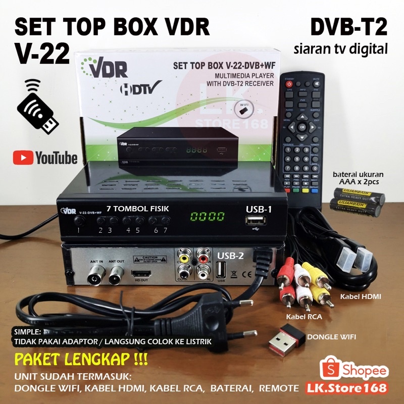 Set Top Box VDR V-22 DVB-T2 + DONGLE WIFI