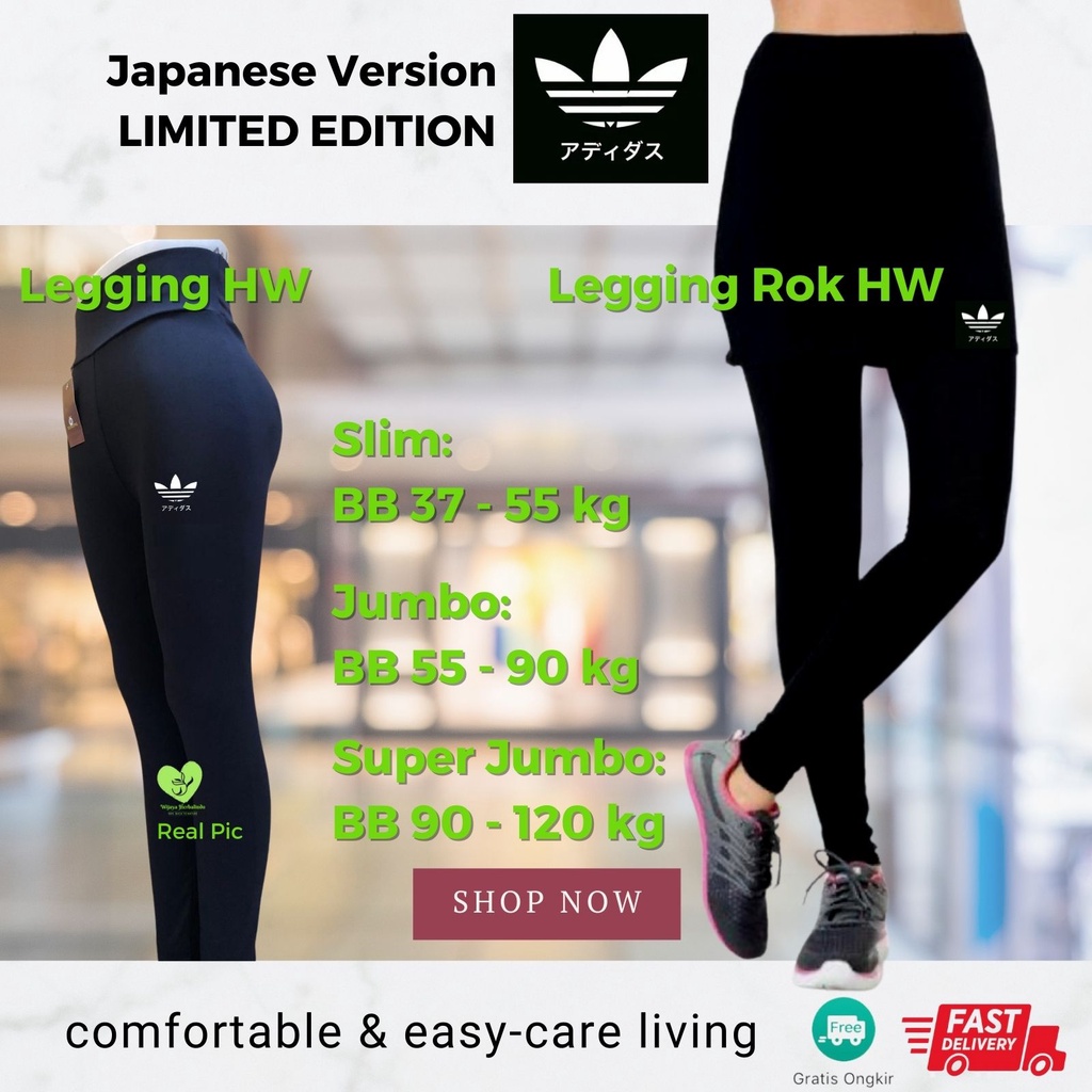 [JAPANESE ] Celana Legging Rok Sport High Waist - Slim s/d Super Jumbo - Lejing Senam - Celana Leging Panjang Wanita Olahraga