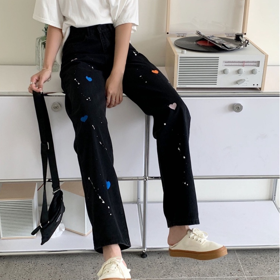 XIAOZHAINV Jeans High Waist Straight Loose Korean Style Celana Wanita 88359