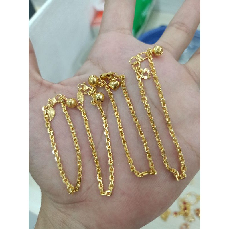 GELANG NORI ANAK DAN BAYI  SILVER PERAK 925 MURNI LAPIS MAS KUNING