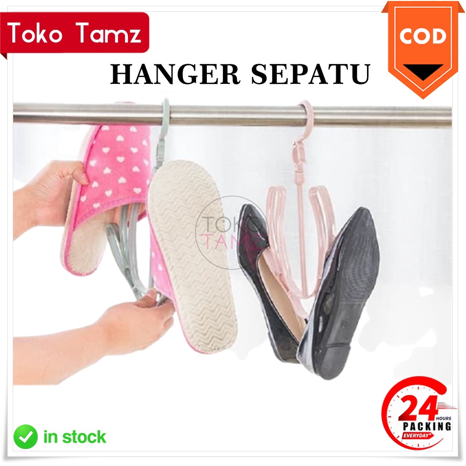 COD MAKASSAR Gantungan Sepatu Sandal Slop Hanger Jemuran Serbaguna Hemat Tempat Shopee Toko Tamz