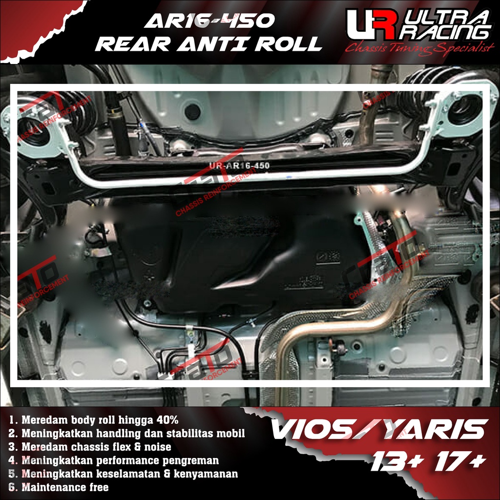 Aksesoris Stabiliser ULTRA RACING Safety Bar - Swaybar - Rear Anti Roll 16mm - Toyota Yaris Vios Lel
