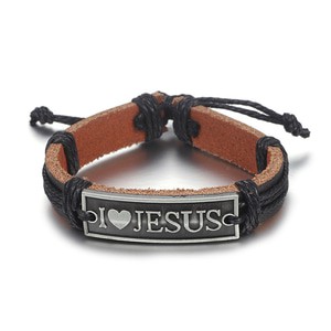 Gelang Jesus Strip Leather Kulit Sintetik