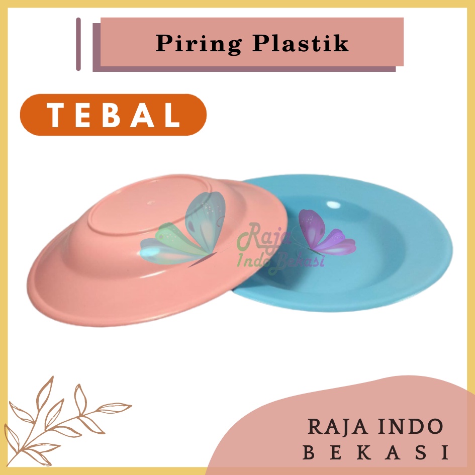 Tebal Piring Plastik 8 Inch Warna Putih Pink Biru Pastel - Piring Kecil Besar Set Makan Plastik Acara Pesta Melamin Rotan Murah