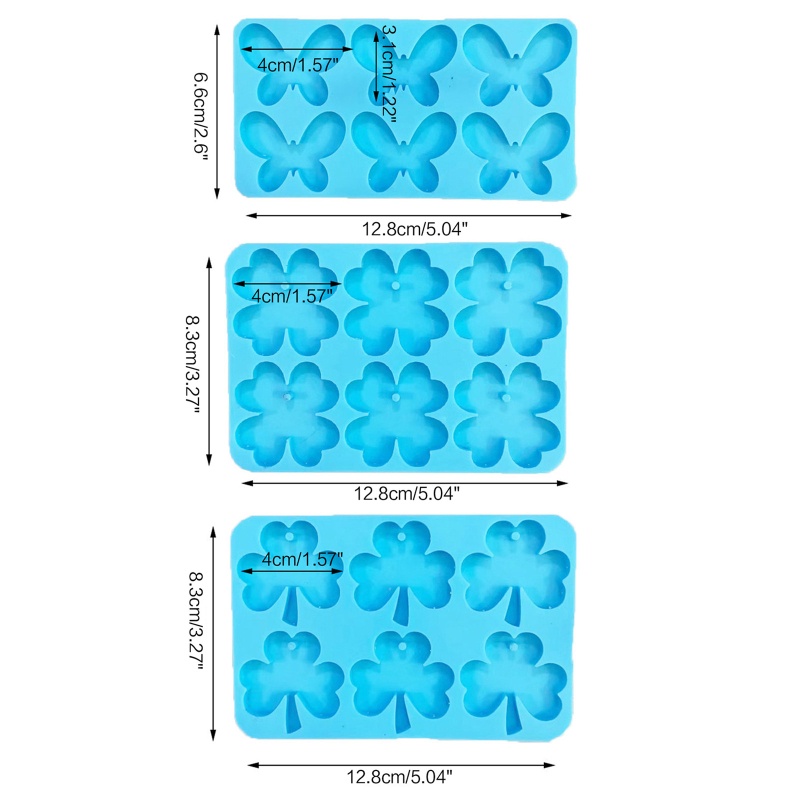 Siy 3pcs Cetakan Silikon Bentuk Kupu-Kupu Clover Shamrock Untuk Membuat Perhiasan DIY