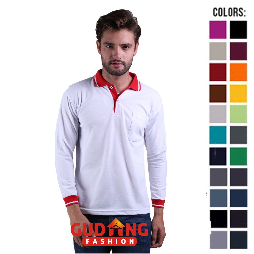 Kaos Polo Panjang Terbaru Pria - Banyak Pilihan Warna PLS (COMB)