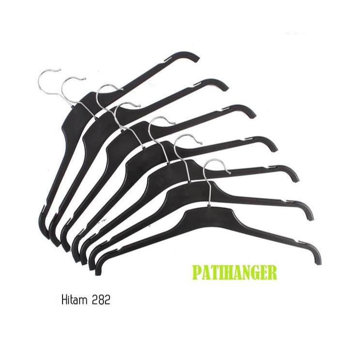 Hanger 282 Hitam  Dewasa/Gantungan Kaos Pakaian Dewasa Distro Butik (1pcs)