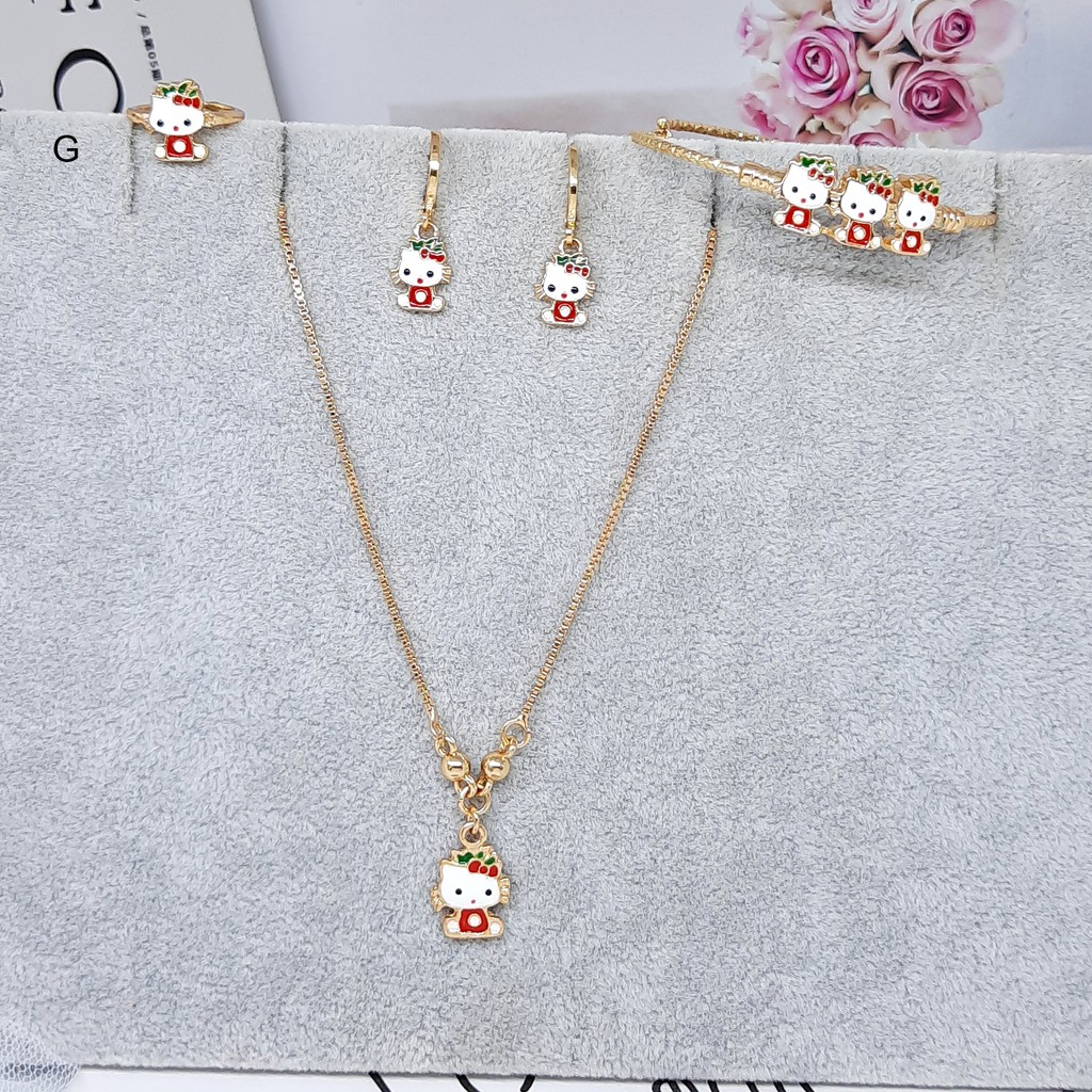 Xuping Set Perhiasan Anak Kitty Pink Stroberi Merah - BS024