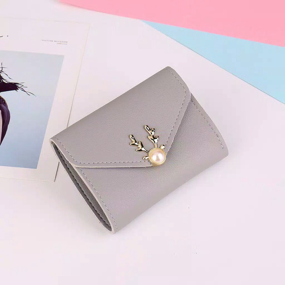 [IMPOR] DOMMO - D1297 Dompet Lipat Mini Tanduk Rusa Cewek  Dompet Cewek  Dompet Fashion  Import