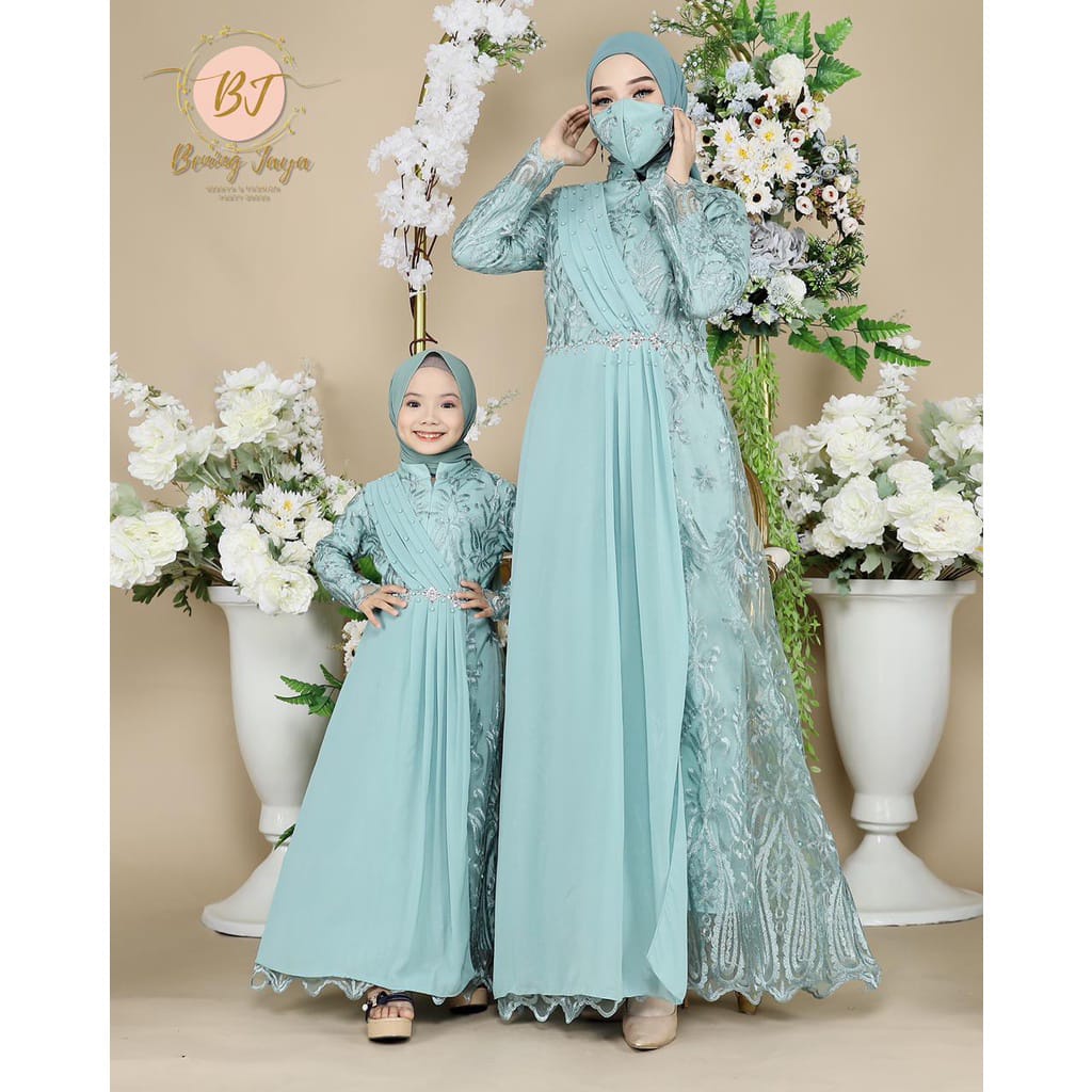 Permata Olshop / Kebaya Couple Ibu dan Anak Perempuan / Kebaya Seragam / Kebaya Modern / Gamis Couple Ibu dan Anak / Kebaya Gamis Modern Terbaru