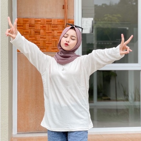 SWEATER OBLONG RAJUT LENGAN PANJANG TSHIRT KNIT RIB KAOS MELAR JUMBO ADEM DAILY BASIC