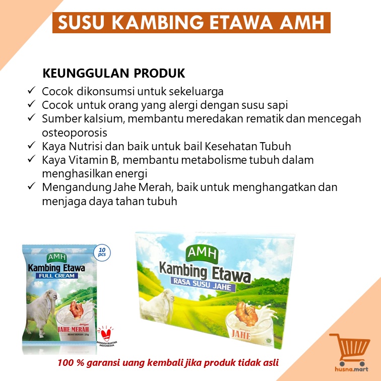 AMH Susu Kambing Etawa Plus Jahe Merah Asli isi 10 Sachet