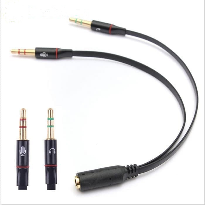 Kabel Jack Audio 3.5mm Female ke Dual 3.5mm Male HiFi (Mic+Hear)