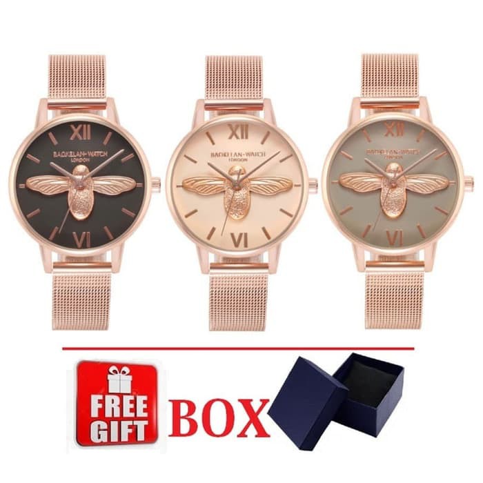 WATERPROOF Jam Tangan ORIGINAL BAOKELAN 3D 3 Dimensi Timbul BEE + BOX OB London Watch Bisa BERENANG