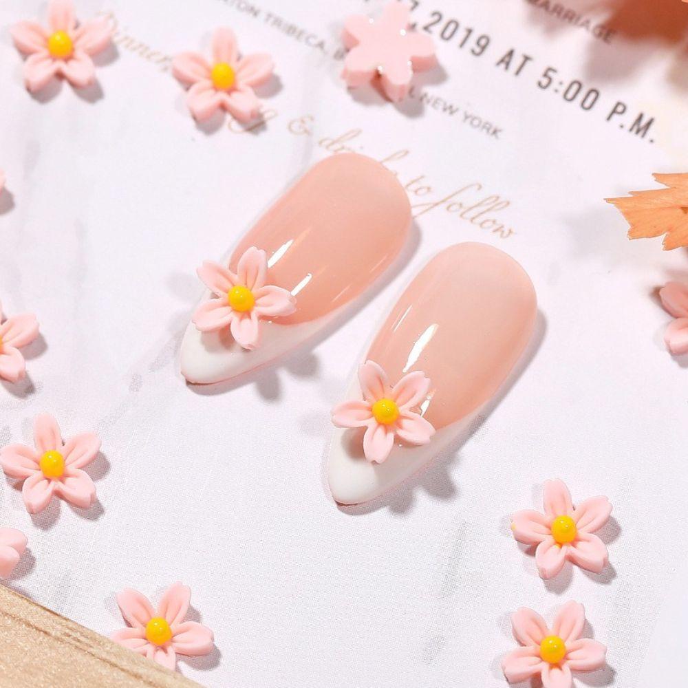 Mxbeauty Nail Art Charms Resin Elegan Nail Beauty Hiasan Kuku Manikur Aksesoris Lima Kelopak Floret Dekorasi Kuku