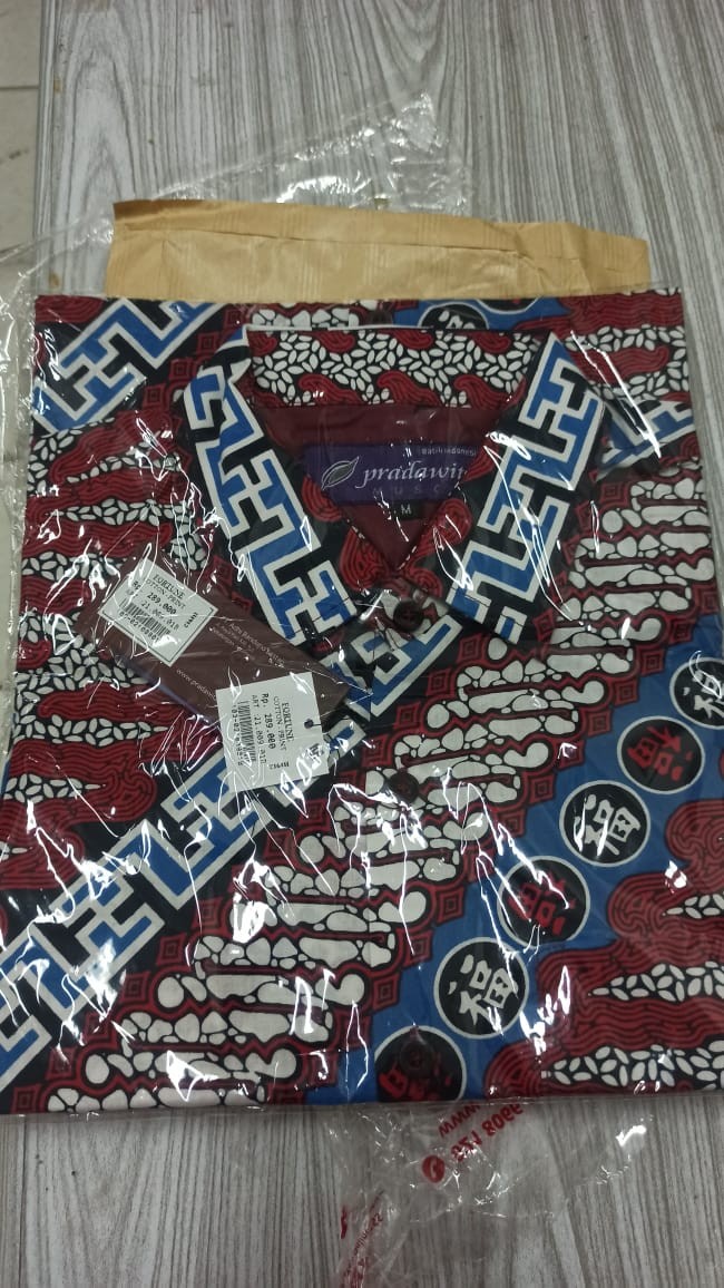 Pradawita Batik Kemeja Slim Fit Fortune 1b-merah