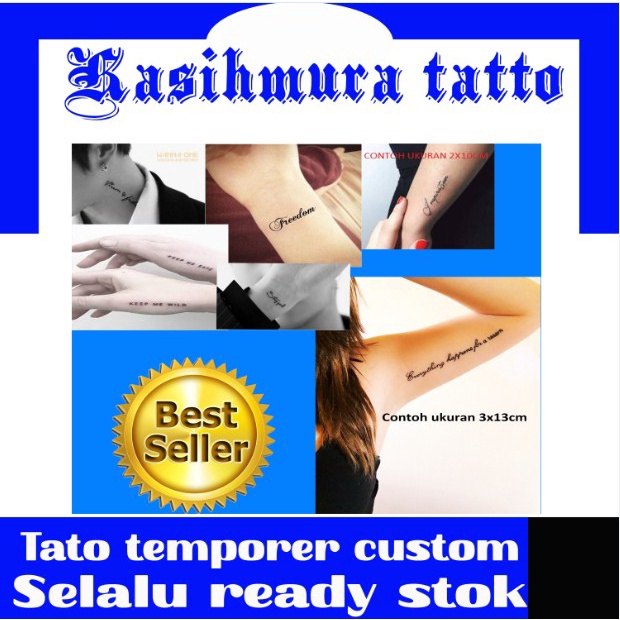 Tato Temporer Custom Tulisan Jepang Korea Cina Latin Arab Thai Aesthetic Nama Request Untuk Dada Tan