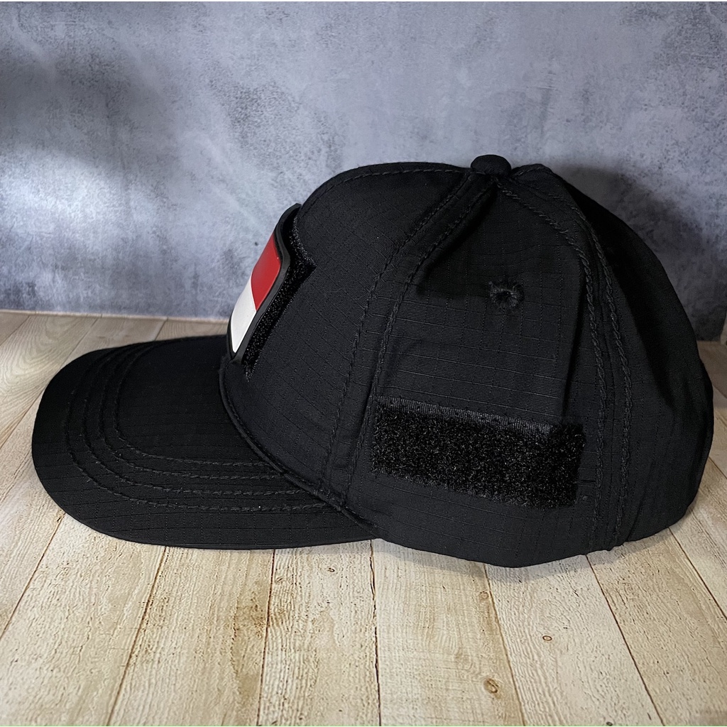 Topi Tactical Polos Topi Velcro - Velcro Loreng -Topi Loreng Hitam Murah