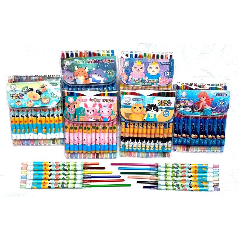 

12pcs Crayon Rolling Crayon Crayon Putar Safari