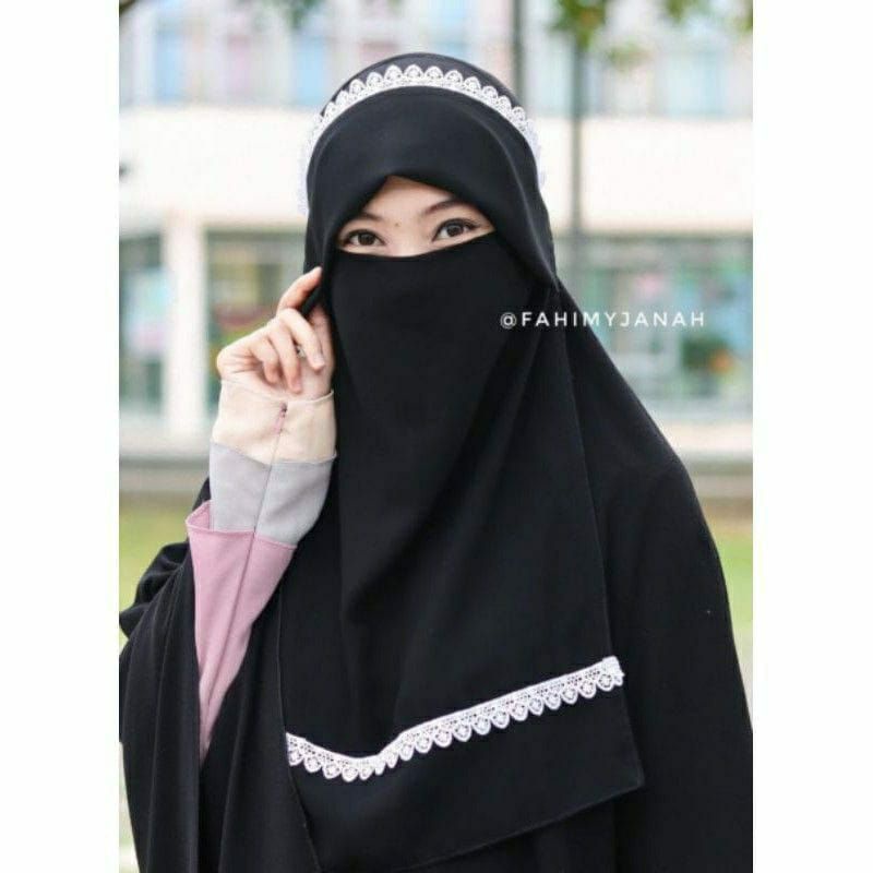 Niqab Milaya renda putih Cadar