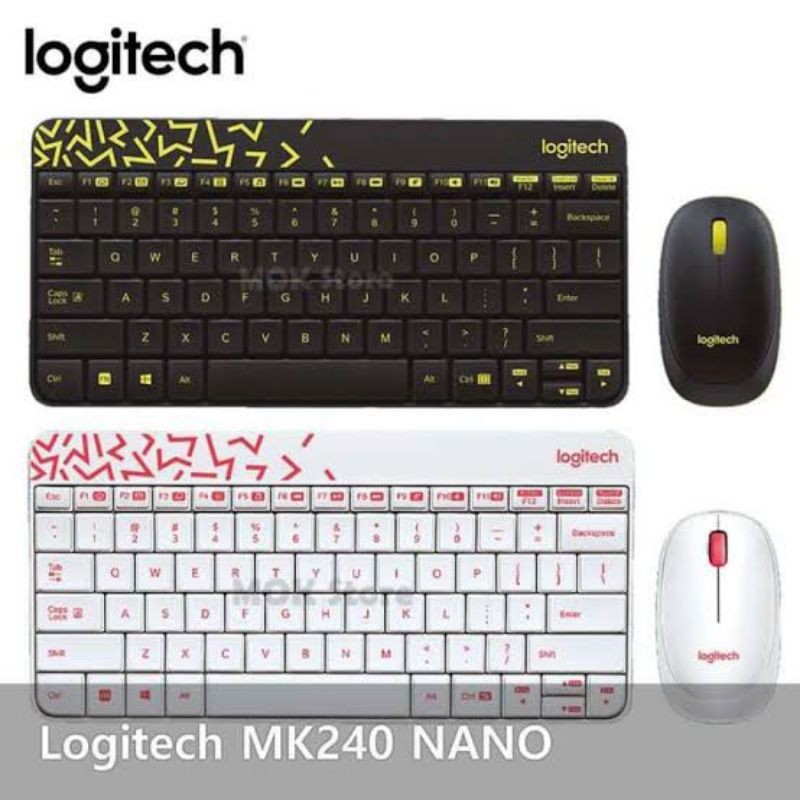 Keyboard &amp; Mouse wireless Logitech MK240 nano receiver 100% ORIGINAL - KUNING