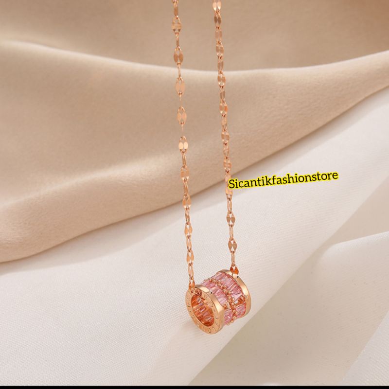 Kalung Titanium Liontin Ring Rose Gold Anti Karat selamanya Kalung Wanita Kekinian Terbaru Terlaris Mewah Fashion Wanita