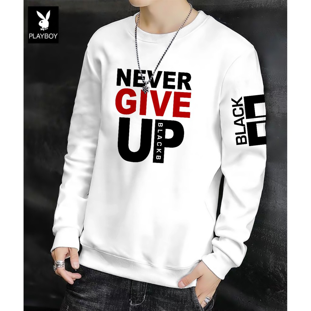 Sweater Pria/Sweter Pria/Sweter/Sweater Never Give Up Bahan Babyterry UK M-XXL