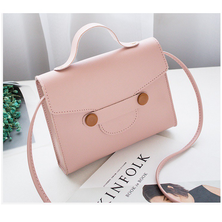 PU Leather Tas Wanita tas selempang Sling Bag Retro Pastel Color