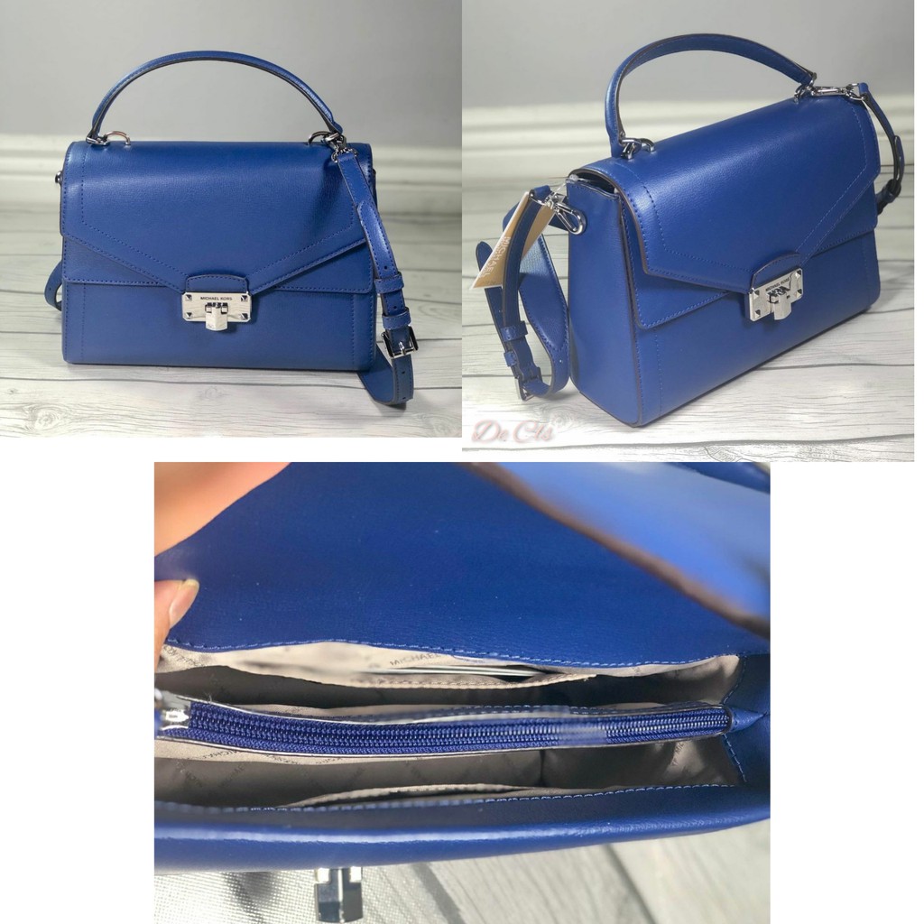 Tas MK Kinsley large top handle satchel sapphire sz 30x21x11cm