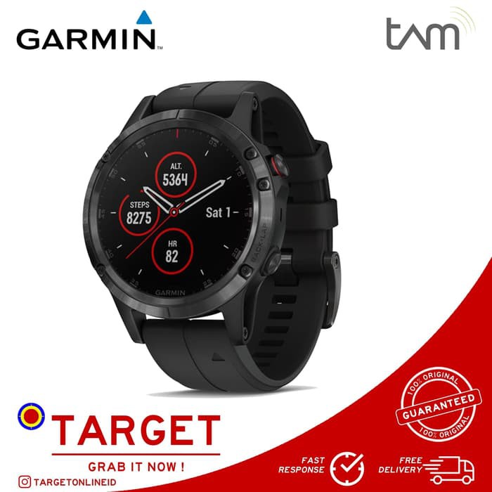 Garmin Fenix 5 Plus Sapphire Carbon Gray - Black Band - Smart Watch