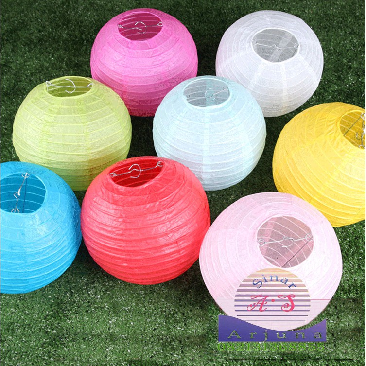 LAMPION 35cm KERTAS KATUN POLOS WARNA WARNI UKURAN 35cm