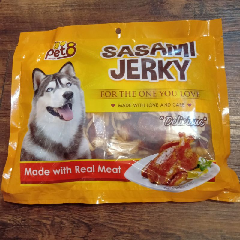 PET8 JJ501 Sasami Jerky Chicken Fillet Wrap Fish Strip Fold Half 150g x 2 pak