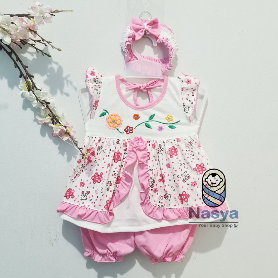 [P-023] Baju Bayi 0-6 m / Setelan Bayi Perempuan Motif Hewan/Buah