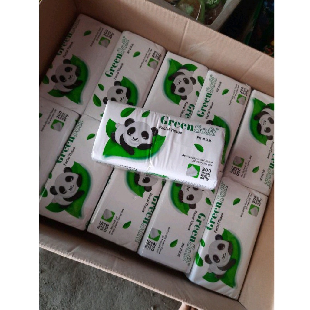 Tisu panda Tissue Wajah Facial Pop Up Green Soft Facial Pop Up Tisu Isi 200 Sheets 2 Ply-2