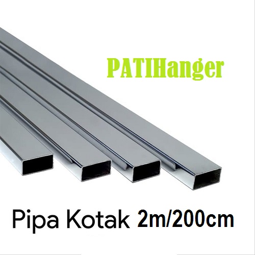 PIPA KOTAK Ukuran 200cm/2m Chrome l Gantungan Baju Display