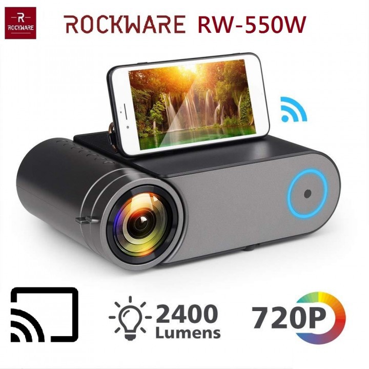 ROCKWARE RW-550W - HD 720P Projector 2400 Lumens - Mirroring Display