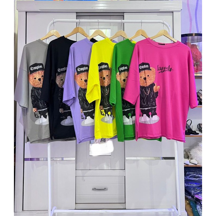 Atasan kaos T shirt Oversize Teddy bear beruang premium import bangkok bkk