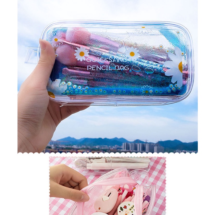 

HenJO Tempat pensil Kotak Pensil Tas kosmetik GLITTER Quicksand Liquid Cute Animal